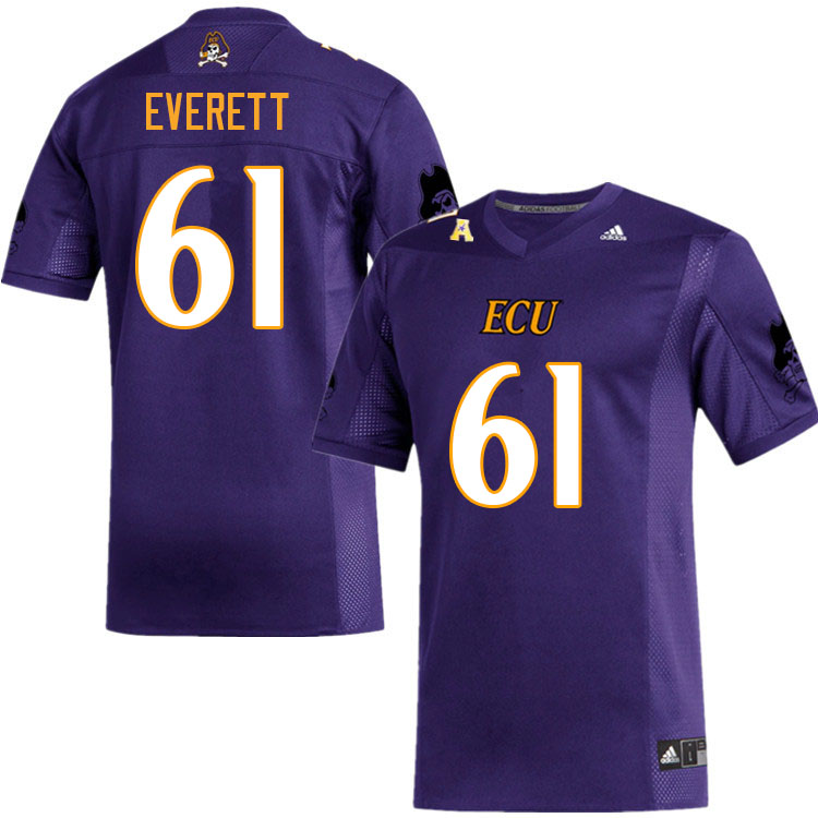 Men #61 Keziah Everett ECU Pirates College Football Jerseys Sale-Purple